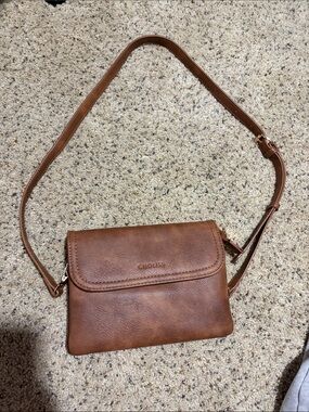 Choies Brown Faux-Leather Crossbody Bag with Adjustable Strap